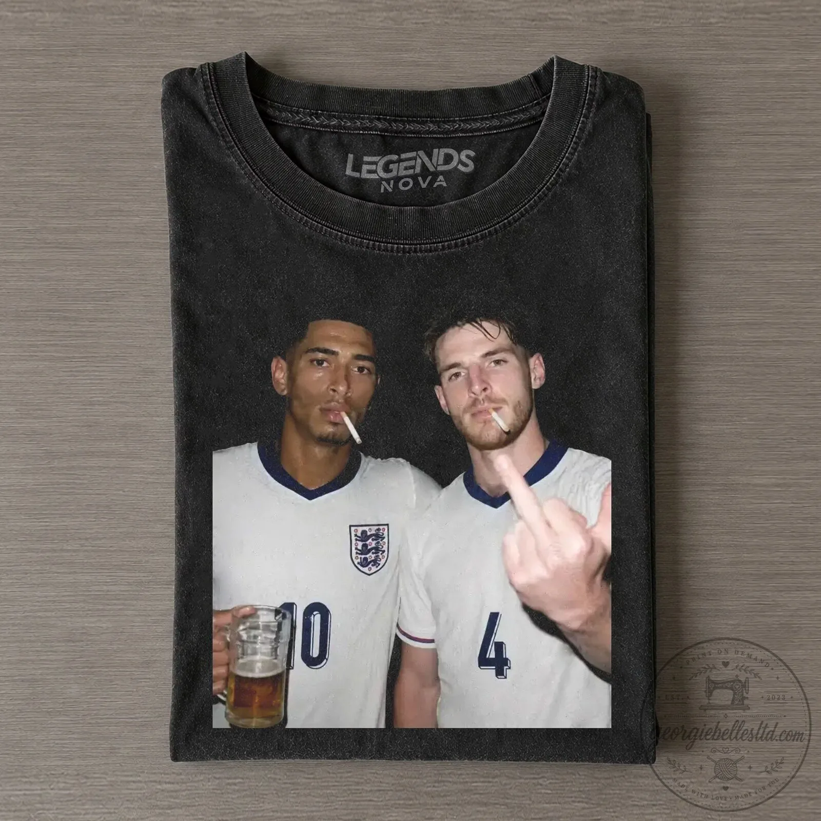 England Football Team T-Shirt with Jude Bellingham & Declan Rice Design