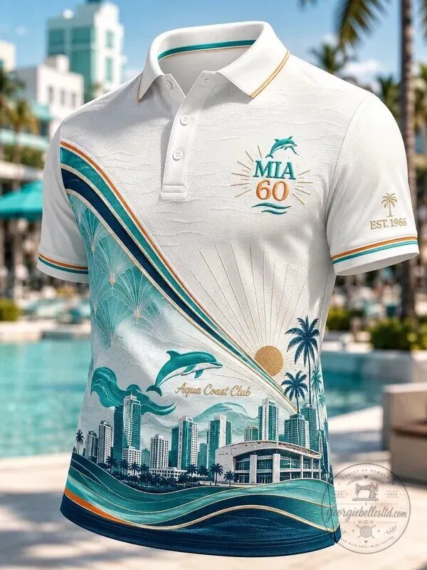 Game Day Apparel Miami Dolphins Aqua Coast Club Polo Shirt