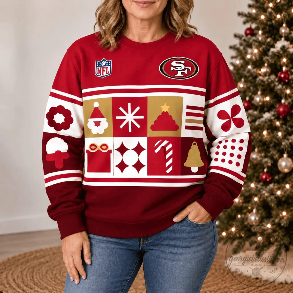 San Francisco 49ers Christmas Holiday Crewneck Sweatshirt San Francisco 49ers Christmas Holiday Crewneck Sweatshirt