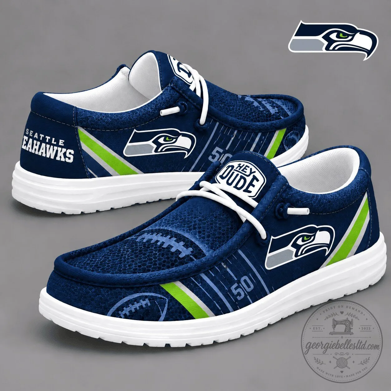 Seattle Seahawks Football Team Hey Dude Style Shoes for Men and Women