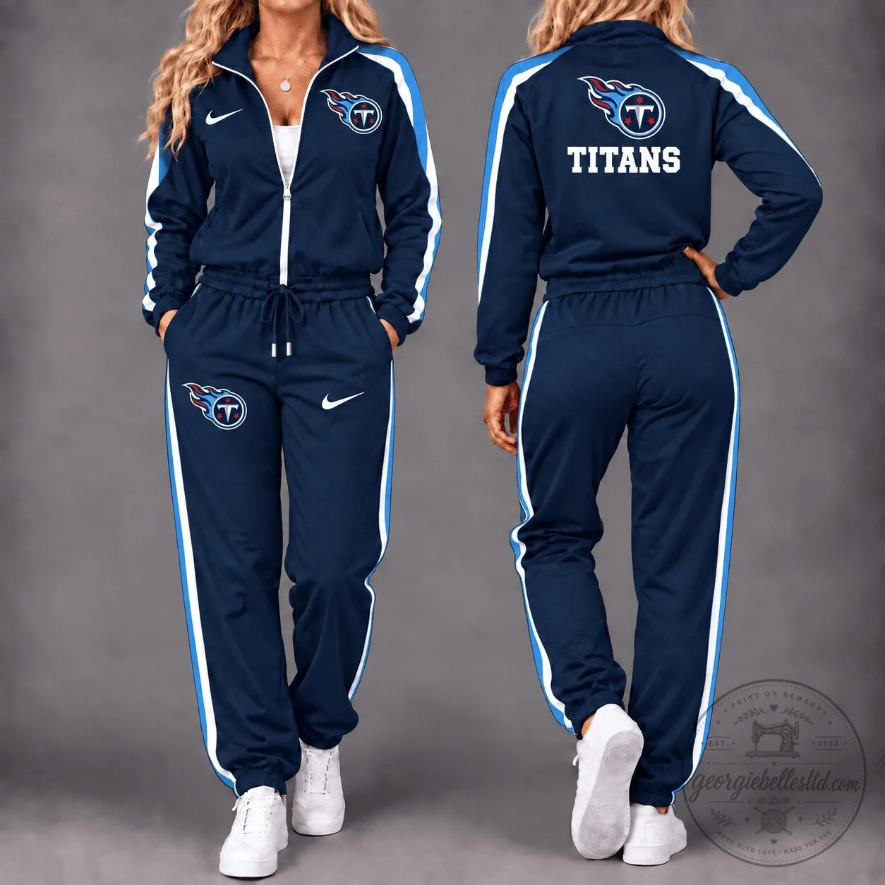 Tennessee Titans National Football League Womens Navy Blue Tracksuit Set