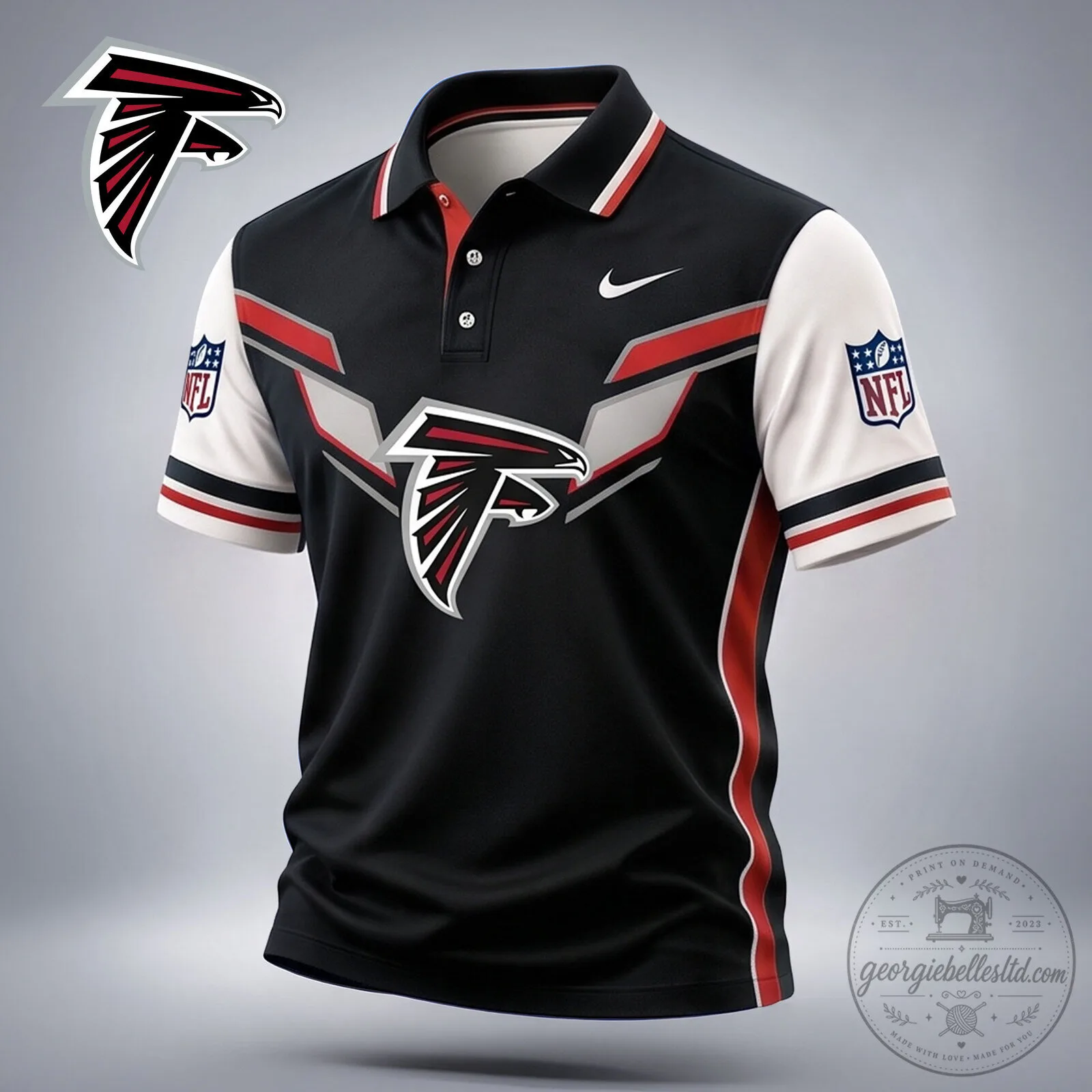 Atlanta Falcons NFL Football Team Fan Short Sleeve Polo Shirt