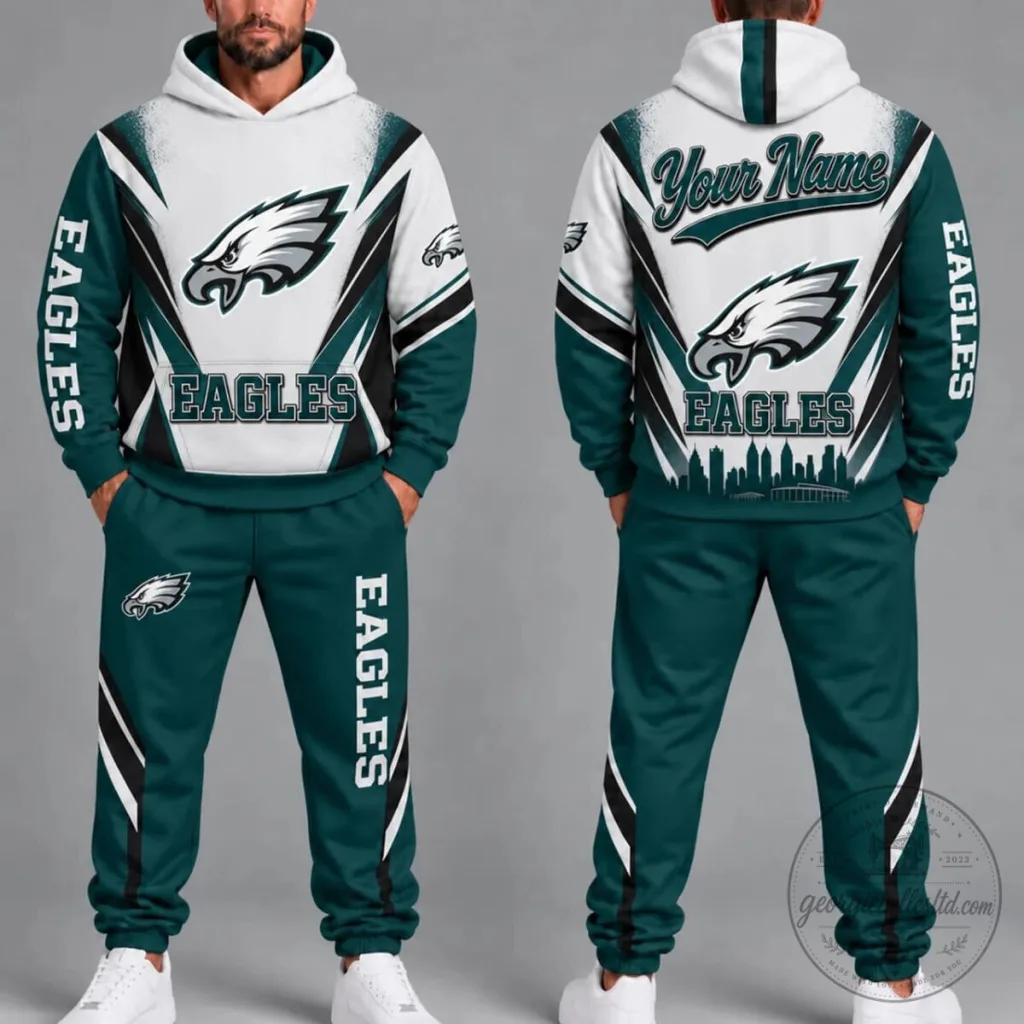 Philadelphia Eagles Fan Personalized Hoodie and Jogger Set Philadelphia Eagles Fan Personalized Hoodie and Jogger Set