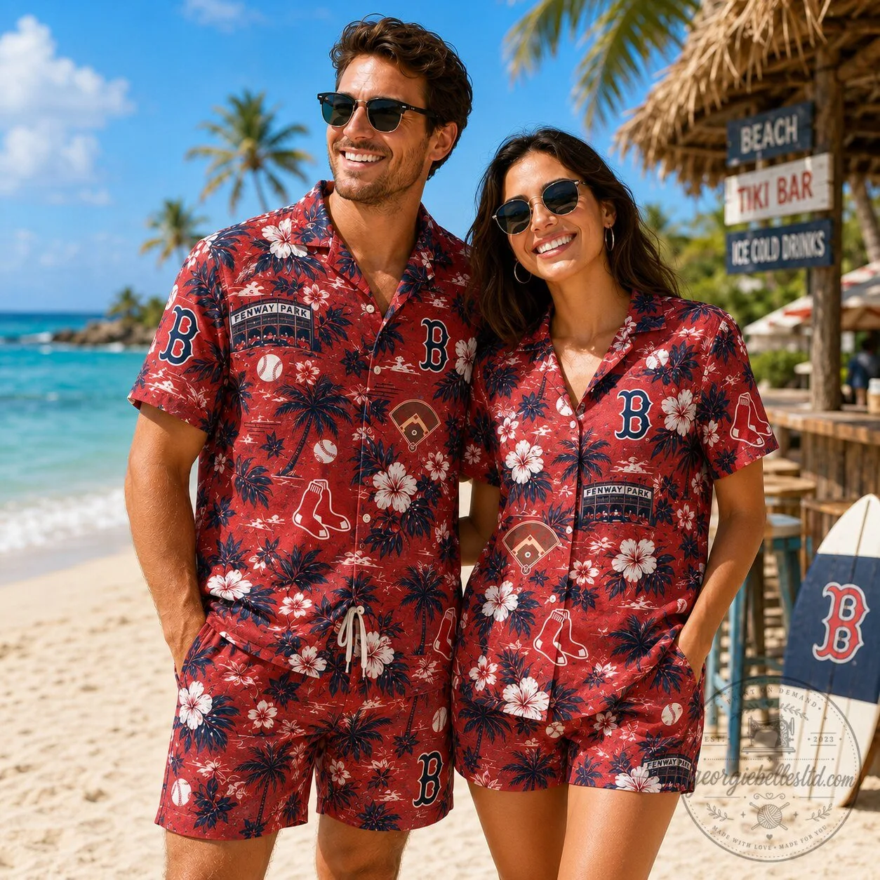 Boston Red Sox Baseball Hawaiian Shirt Fenway Park Tropical Print