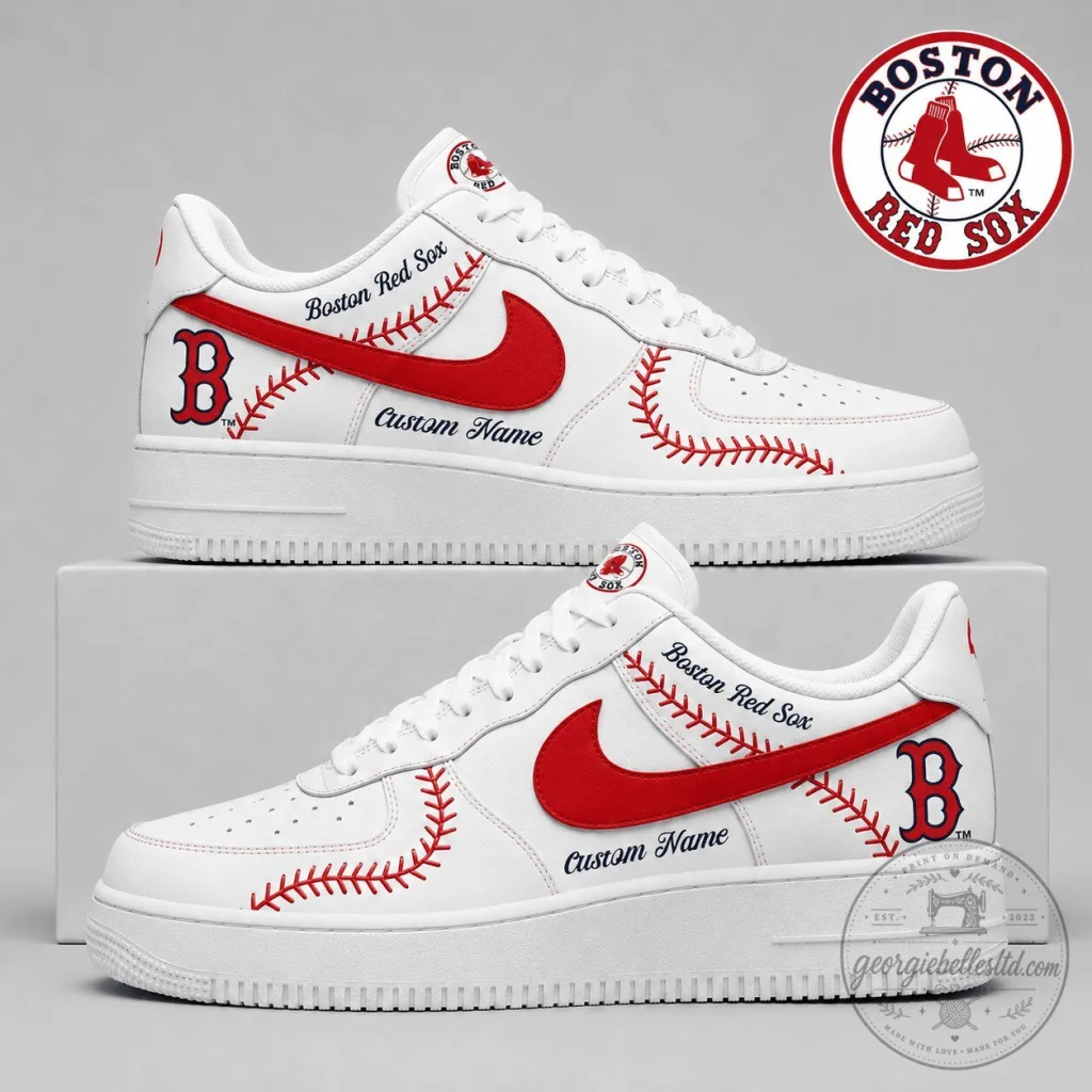 Boston Red Sox Baseball Custom Name White Shoes Boston Red Sox Baseball Custom Name White Shoes