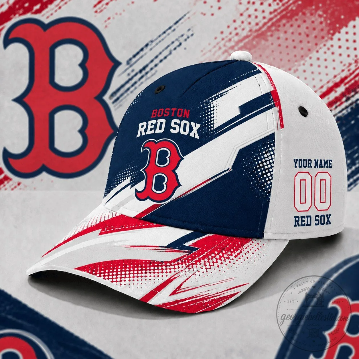 Boston Red Sox Baseball Custom Name Number Cap Hat