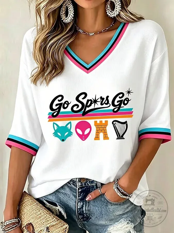 Go Spurs Go Basketball Fan T-Shirt for Women, San Antonio Team Apparel