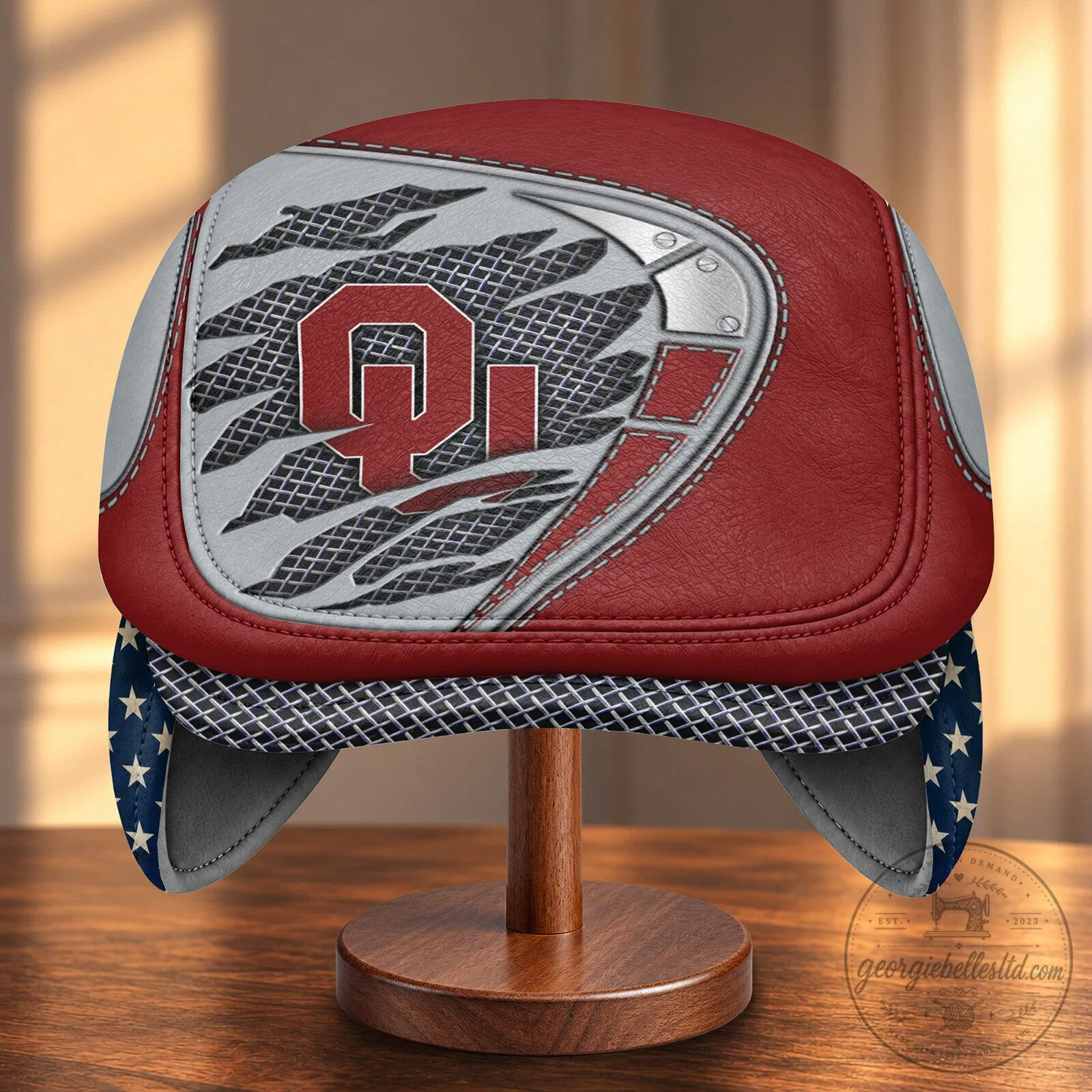 Oklahoma Sooners NCAA Flat Cap Hat with Foldable Ear Flaps 7 Oklahoma Sooners NCAA Flat Cap Hat with Foldable Ear Flaps