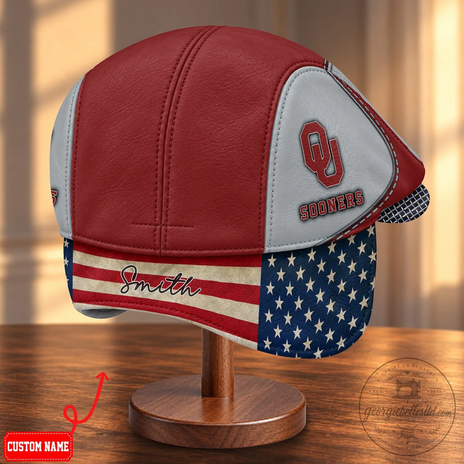 Oklahoma Sooners NCAA Flat Cap Hat with Foldable Ear Flaps 8 Oklahoma Sooners NCAA Flat Cap Hat with Foldable Ear Flaps