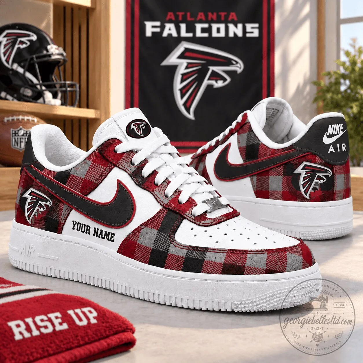 Atlanta Falcons Personalized Plaid Pattern Low Top Sneakers