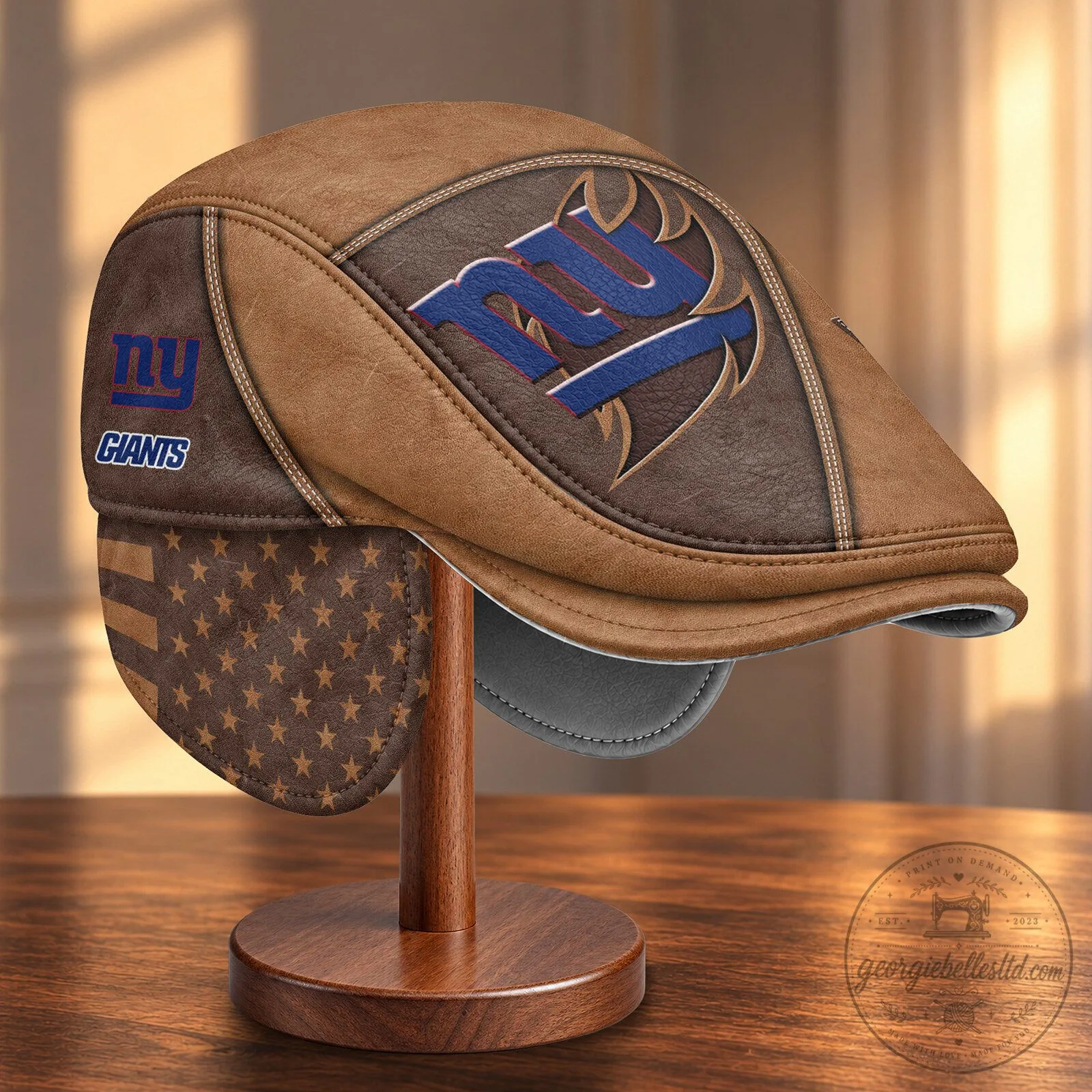 NFL Flat Cap featuring Foldable Ear Flaps for New York Giants Fans 6 NFL Flat Cap featuring Foldable Ear Flaps for New York Giants Fans