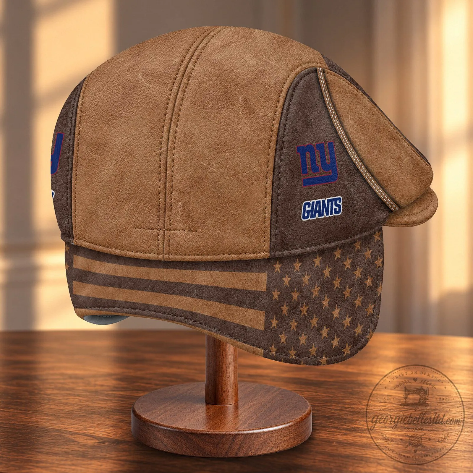 NFL Flat Cap featuring Foldable Ear Flaps for New York Giants Fans 8 NFL Flat Cap featuring Foldable Ear Flaps for New York Giants Fans