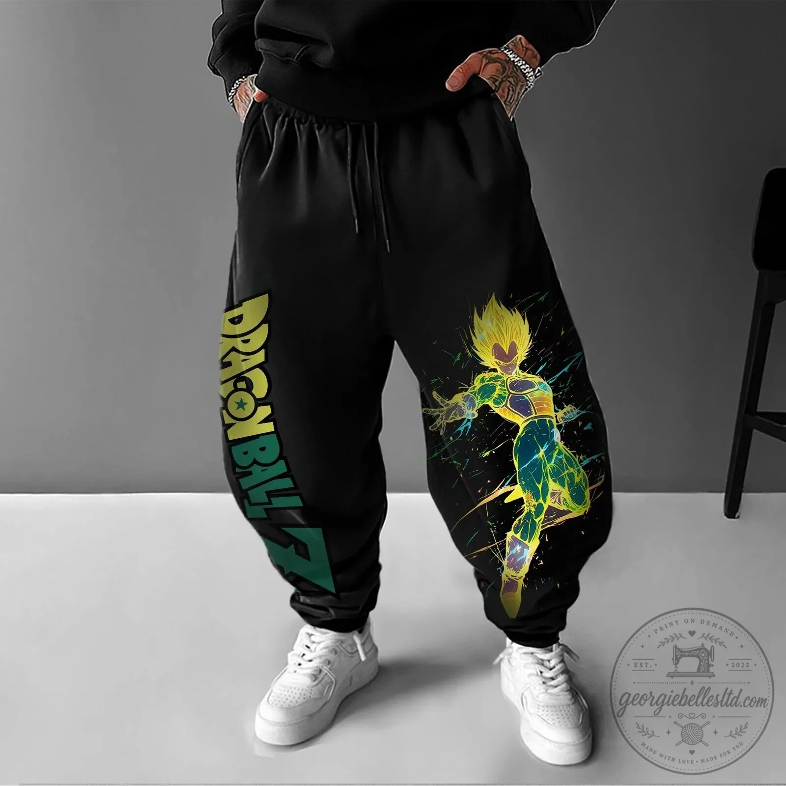 Anime Streetwear Jogger Pants featuring Dragon Ball Z's Super Saiyan Vegeta