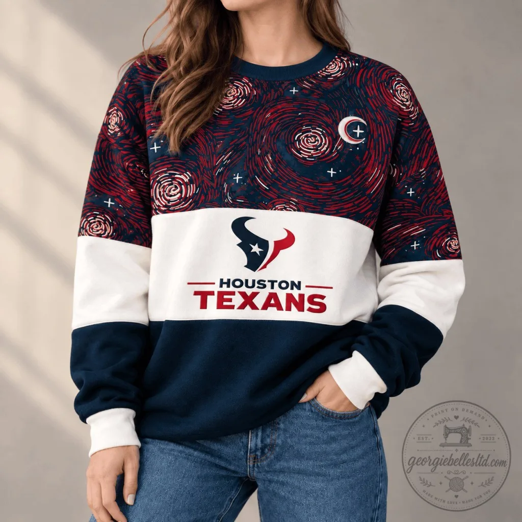 Houston Texans NFL Team Color Starry Night Series Sweatshirt Houston Texans NFL Team Color Starry Night Series Sweatshirt