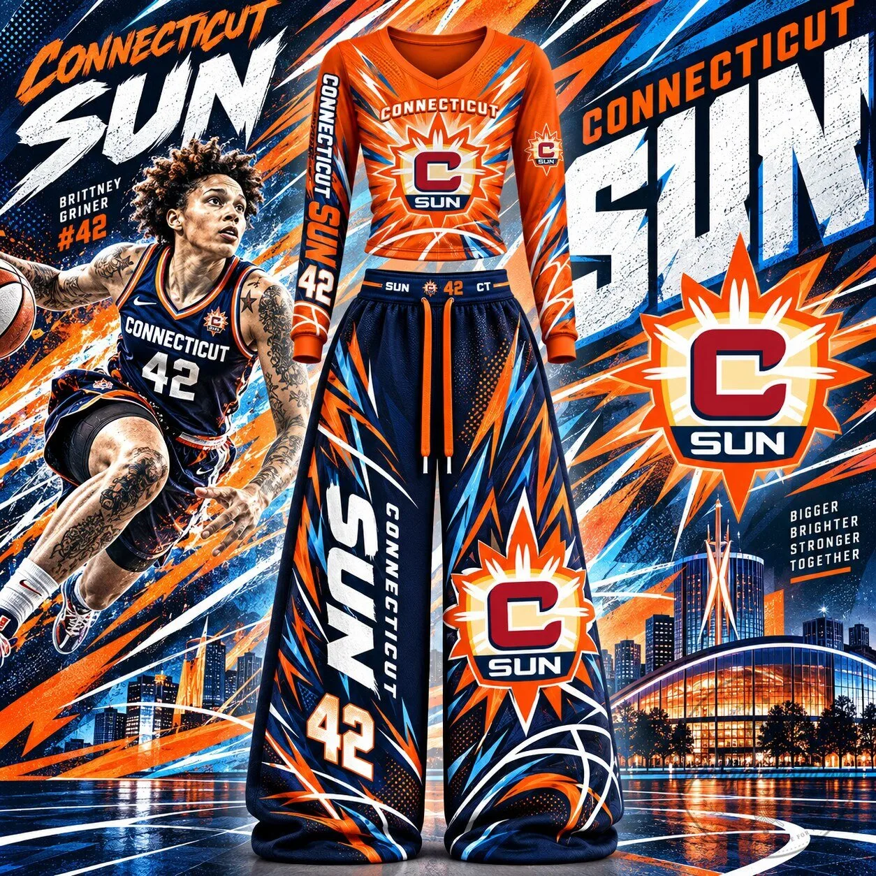 Connecticut Sun Women's Basketball Long Sleeve Shirt and Pants Set