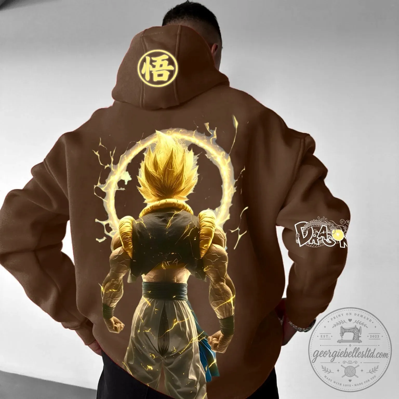 Gogeta Super Saiyan Fusion Dragon Ball Z Anime Brown Hoodie