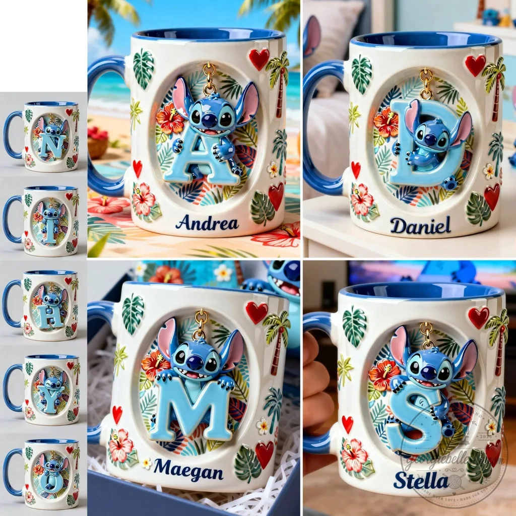 Personalized Stitch Initial Letter Name Coffee Mug Personalized Stitch Initial Letter Name Coffee Mug