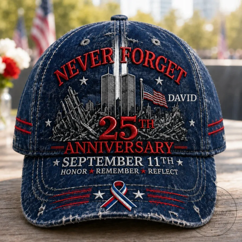 Never Forget September 11th 25th Anniversary Personalized Cap Hat Never Forget September 11th 25th Anniversary Personalized Cap Hat