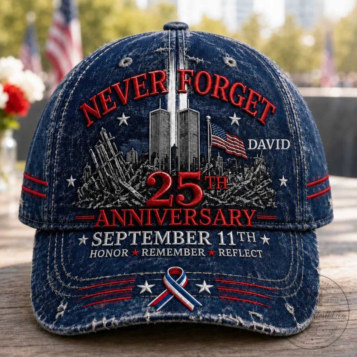 Never Forget September 11th 25th Anniversary Personalized Cap Hat