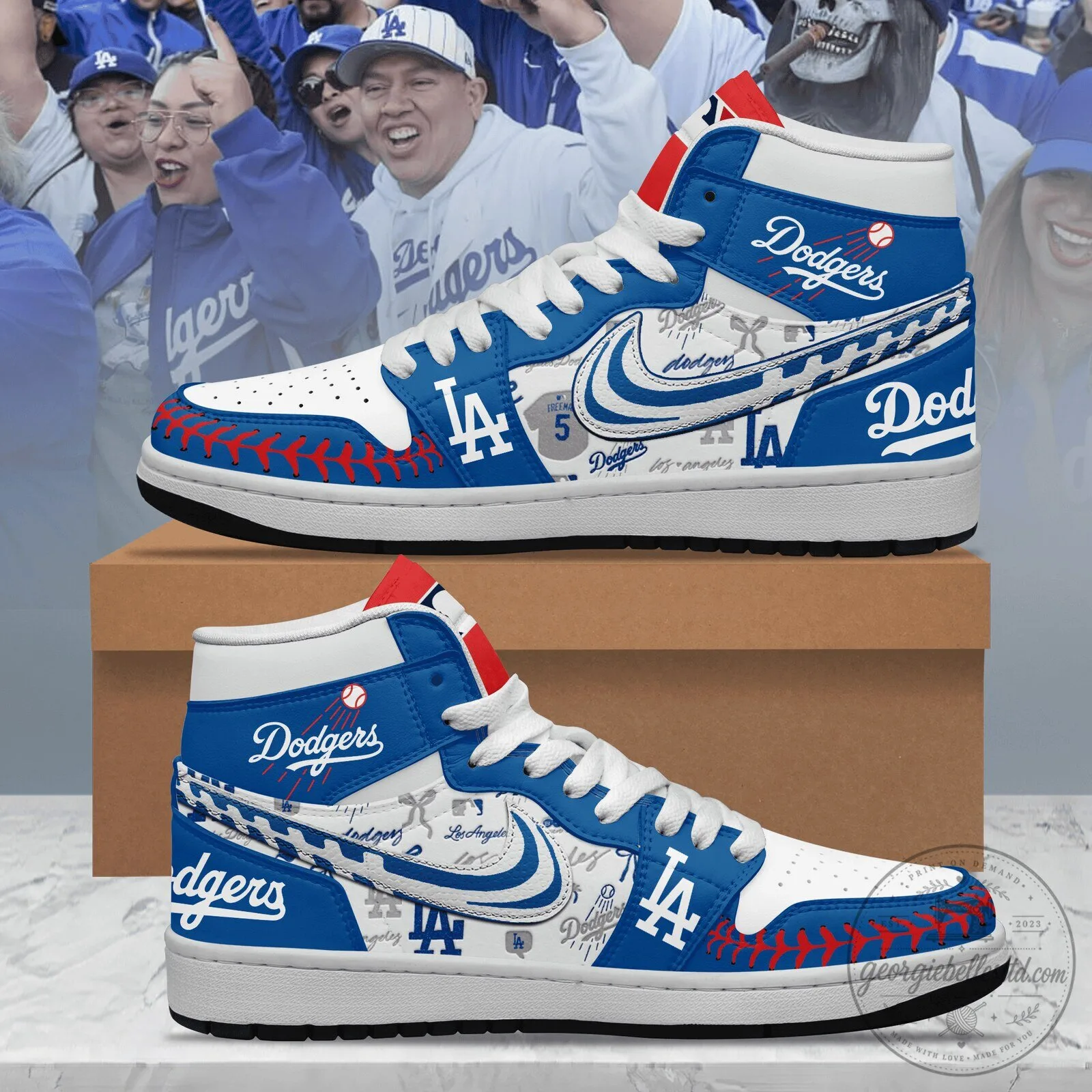 Los Angeles Dodgers Baseball Team High-Top Sneakers Shoes 1 Los Angeles Dodgers Baseball Team High-Top Sneakers Shoes