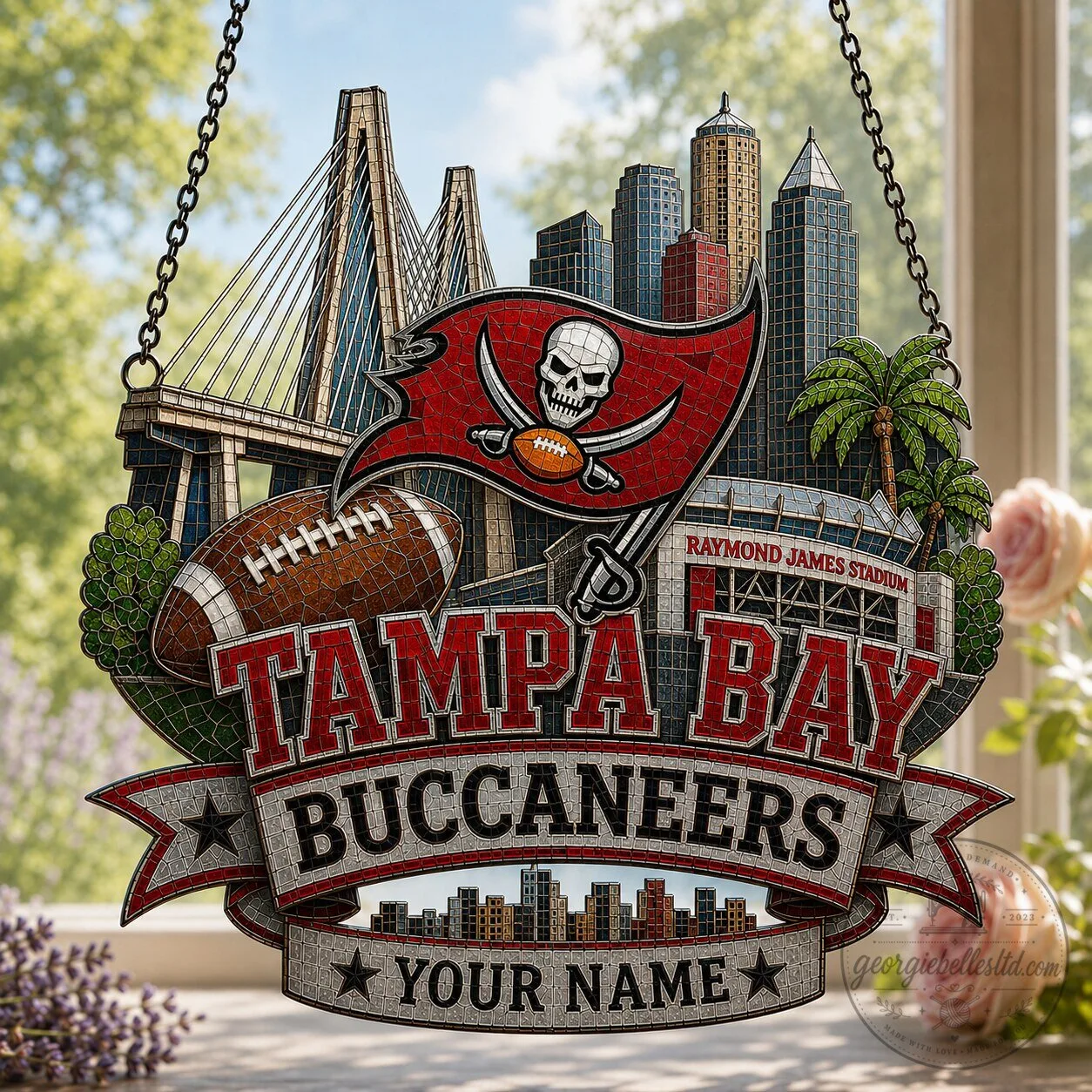 Tampa Bay Buccaneers Stained Glass Window Hanging Suncatcher