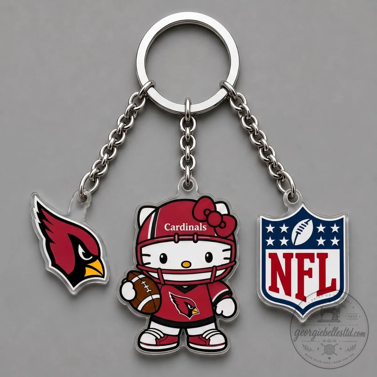 Arizona Cardinals Hello Kitty NFL Football Team Triple Charm Keychain