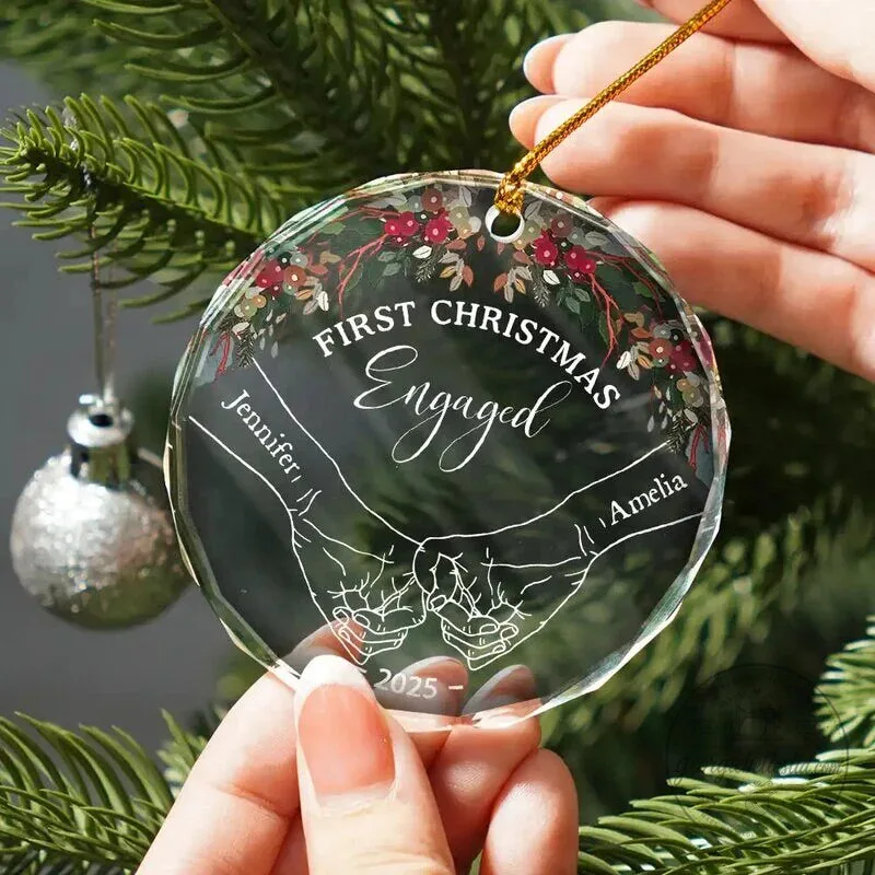 Personalized Round Glass Ornament for Mr and Mrs' First Christmas Together 4 Personalized Round Glass Ornament for Mr and Mrs