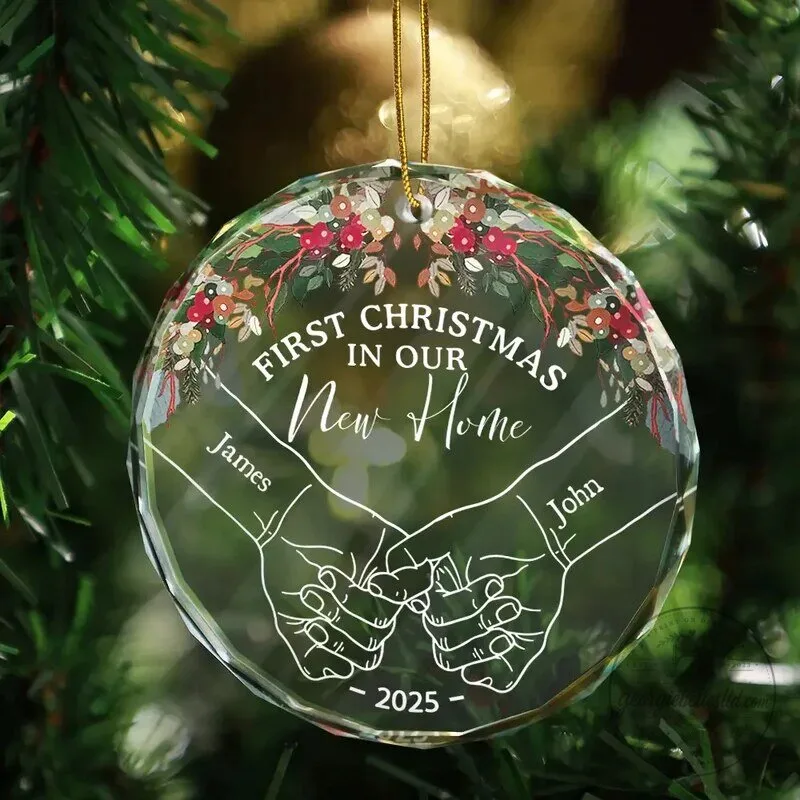 Personalized Round Glass Ornament for Mr and Mrs' First Christmas Together 5 Personalized Round Glass Ornament for Mr and Mrs