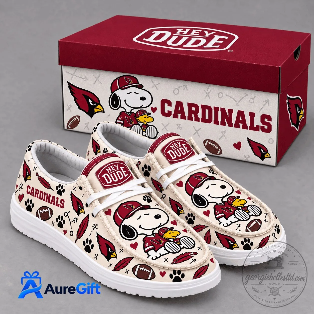 Arizona Cardinals Snoopy Hey Dude Shoes NFL Football Team Fan Footwear
