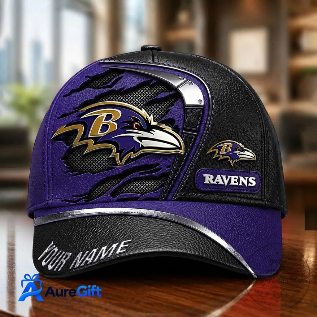 Baltimore Ravens Football Team Logo Custom Name Baseball Cap Hat Baltimore Ravens Football Team Logo Custom Name Baseball Cap Hat