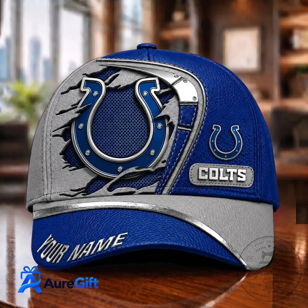 Indianapolis Colts Football Team Blue Gray Custom Name Cap Hat Indianapolis Colts Football Team Blue Gray Custom Name Cap Hat