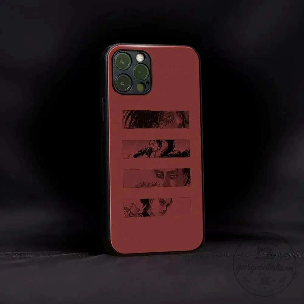 Attack On Titan Anime Character Art Red Phone Case for iPhone