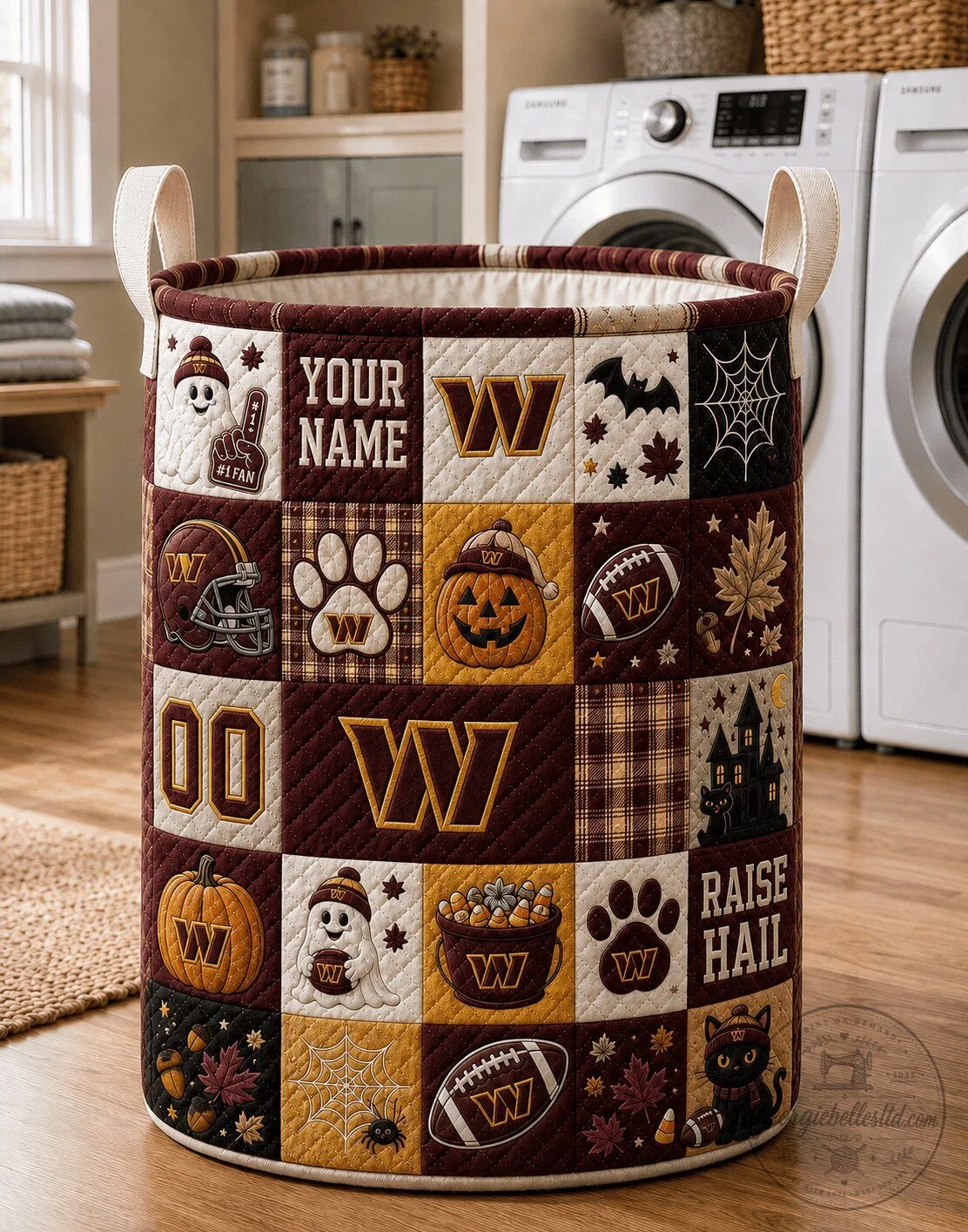 Washington Commanders Halloween Quilted Laundry Basket