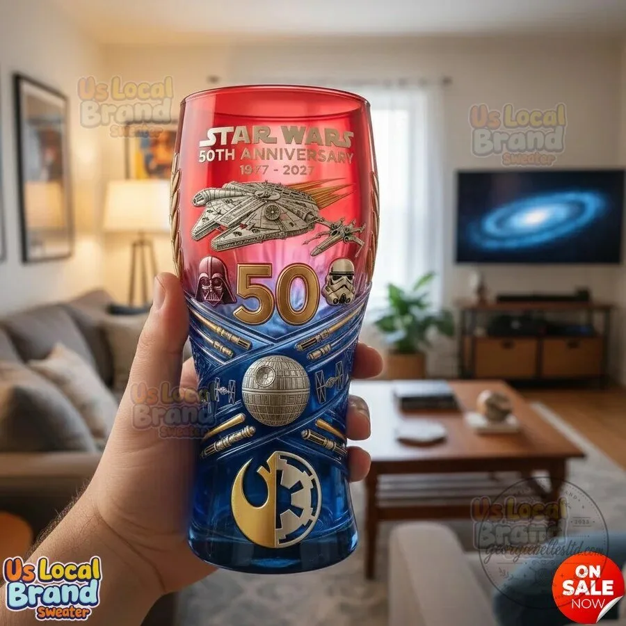 Star Wars 50th Anniversary Millennium Falcon Death Star Drinking Glass