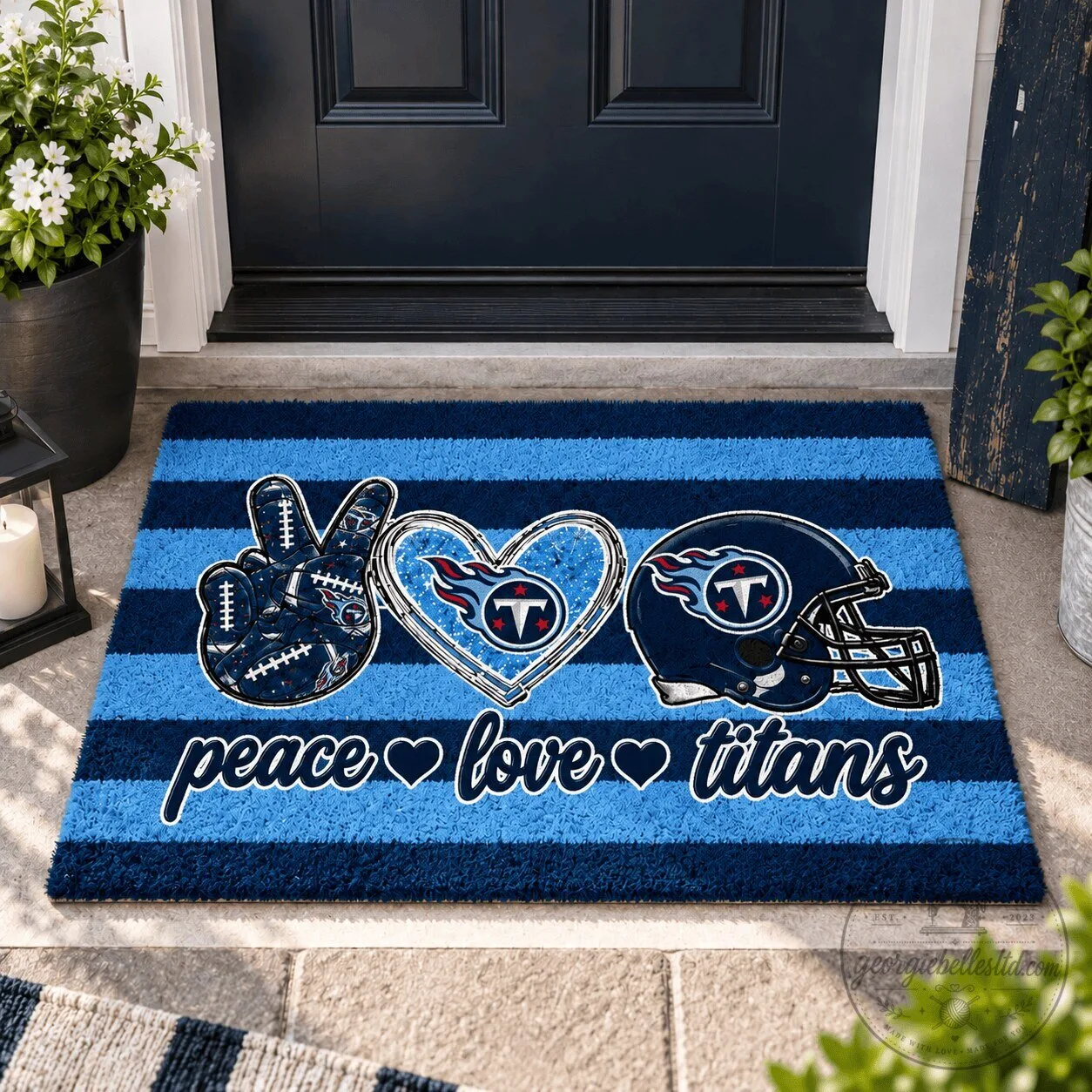 Tennessee Titans Peace Love Titans NFL Football Team Doormat