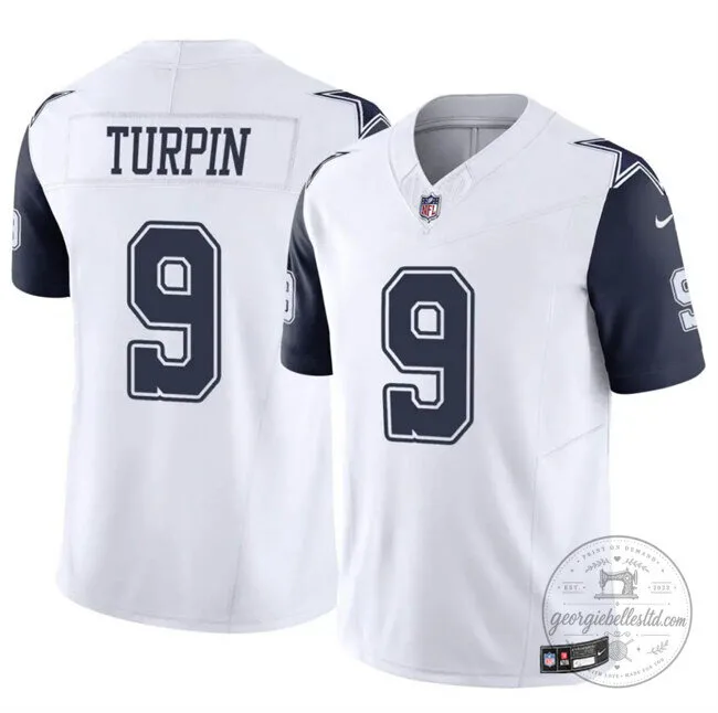 Dallas Cowboys Football KaVontae Turpin Number 9 White Stitched Football Jersey 1 Dallas Cowboys Football KaVontae Turpin Number 9 White Stitched Football Jersey