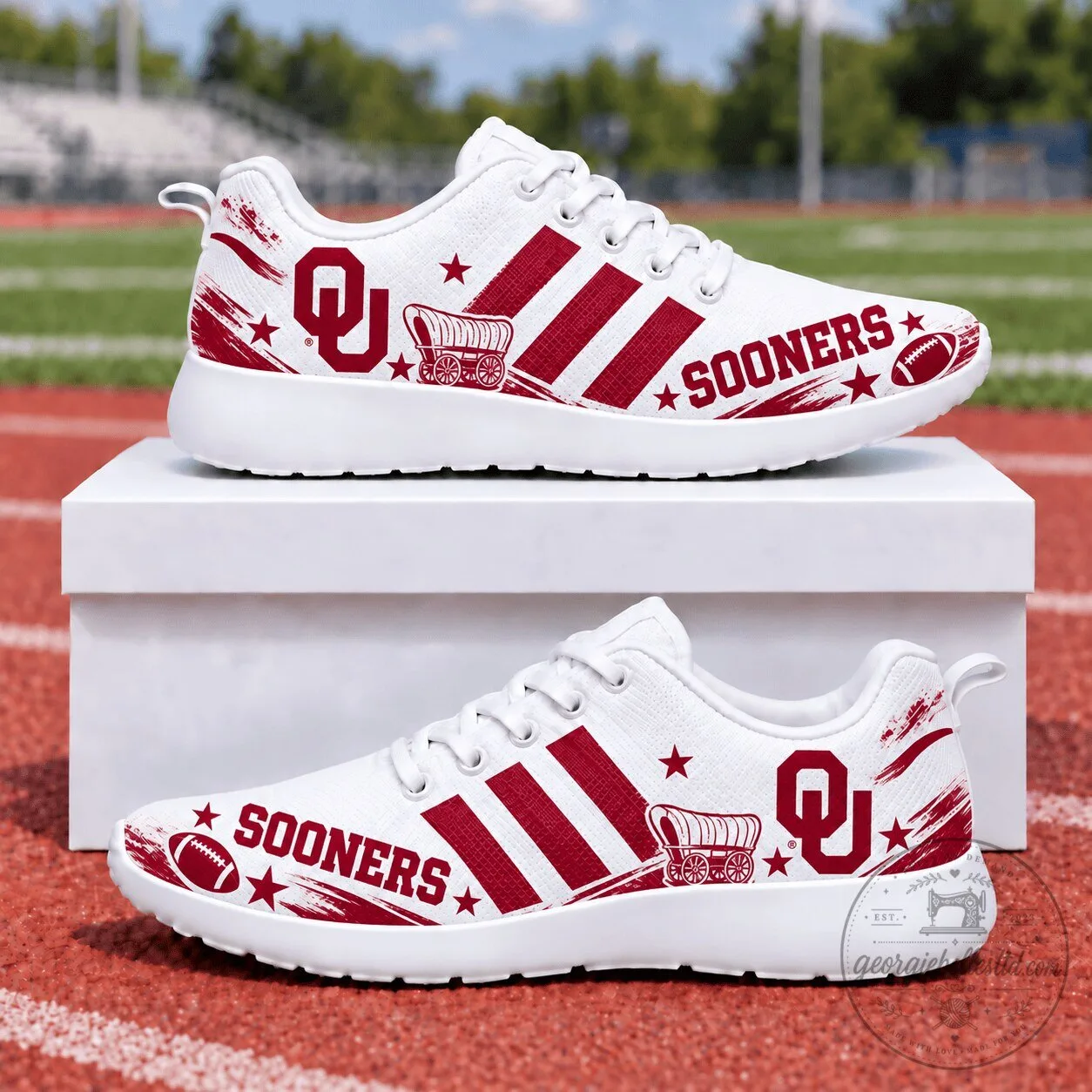 Oklahoma Sooners Football Team Logo White Athletic Shoes