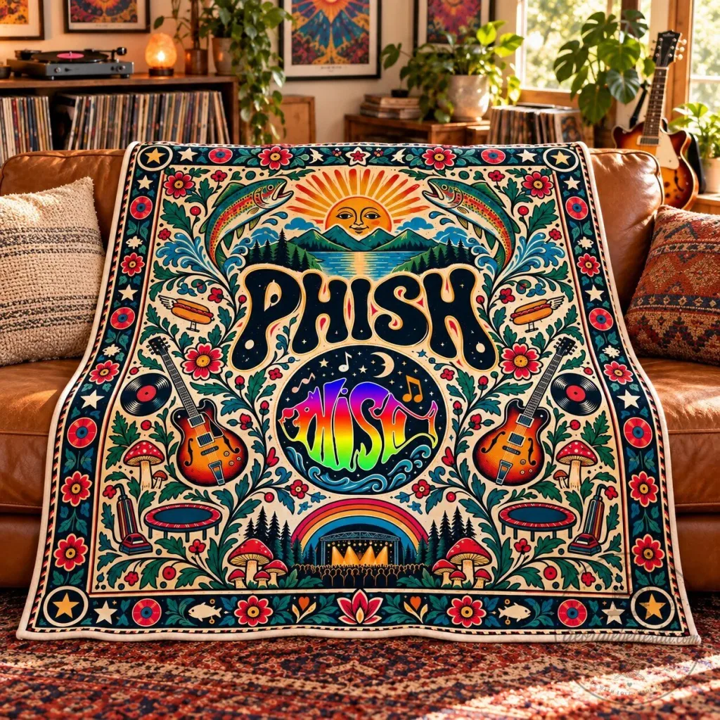Phish Psychedelic Jam Band Art Sherpa Fleece Blanket Phish Psychedelic Jam Band Art Sherpa Fleece Blanket