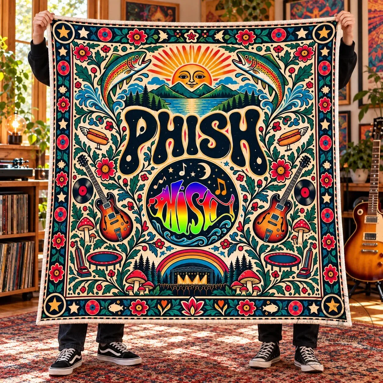 Phish Psychedelic Jam Band Art Sherpa Fleece Blanket 5 Phish Psychedelic Jam Band Art Sherpa Fleece Blanket