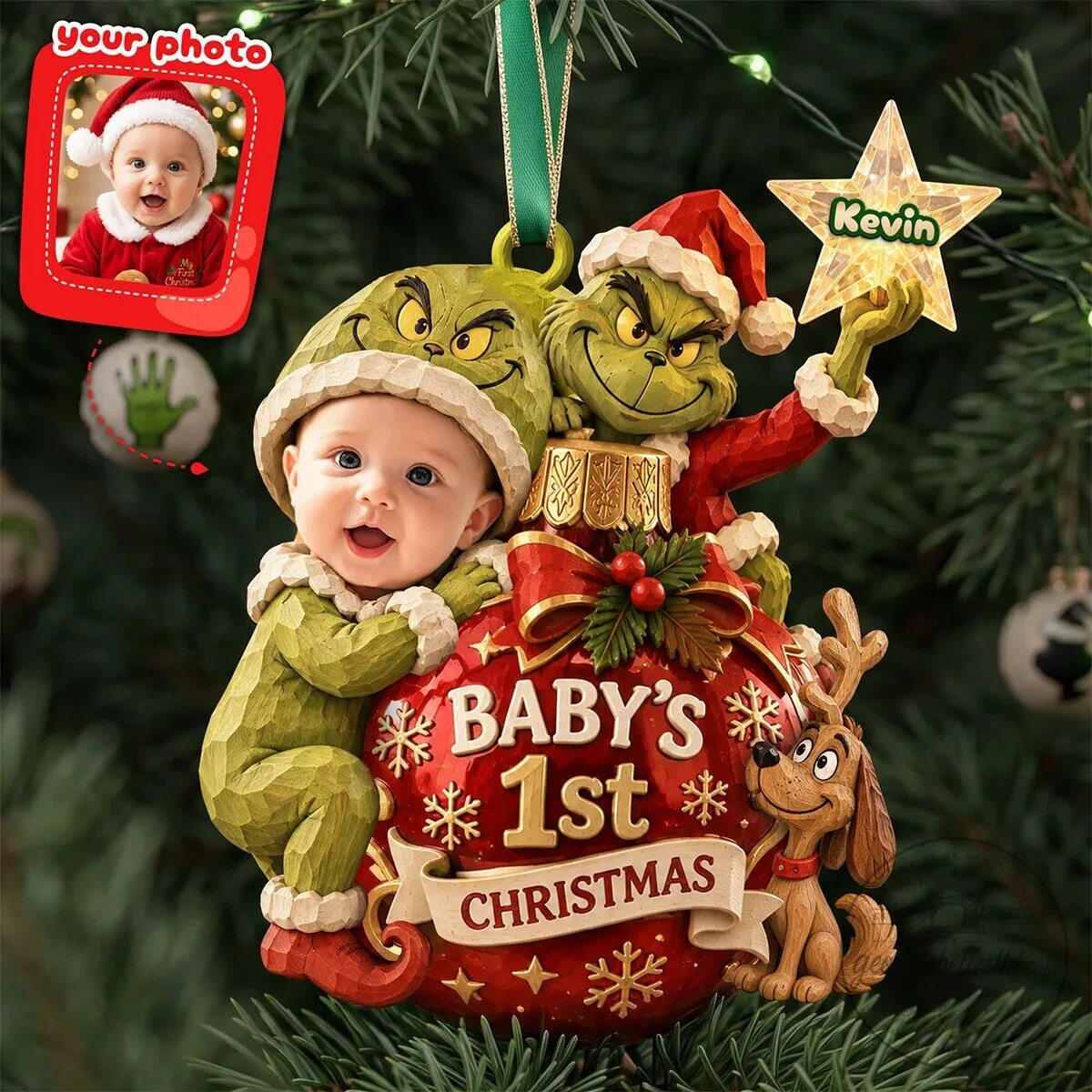 Personalized Baby's First Christmas Grinch and Max Ornament 4 Personalized Baby