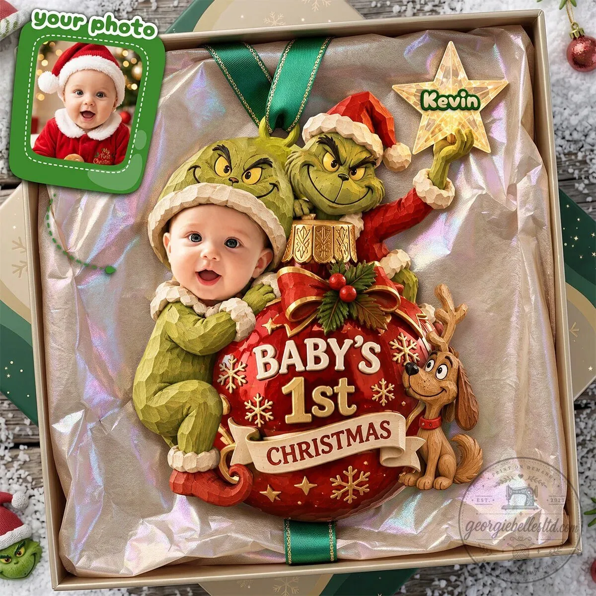 Personalized Baby's First Christmas Grinch and Max Ornament 5 Personalized Baby
