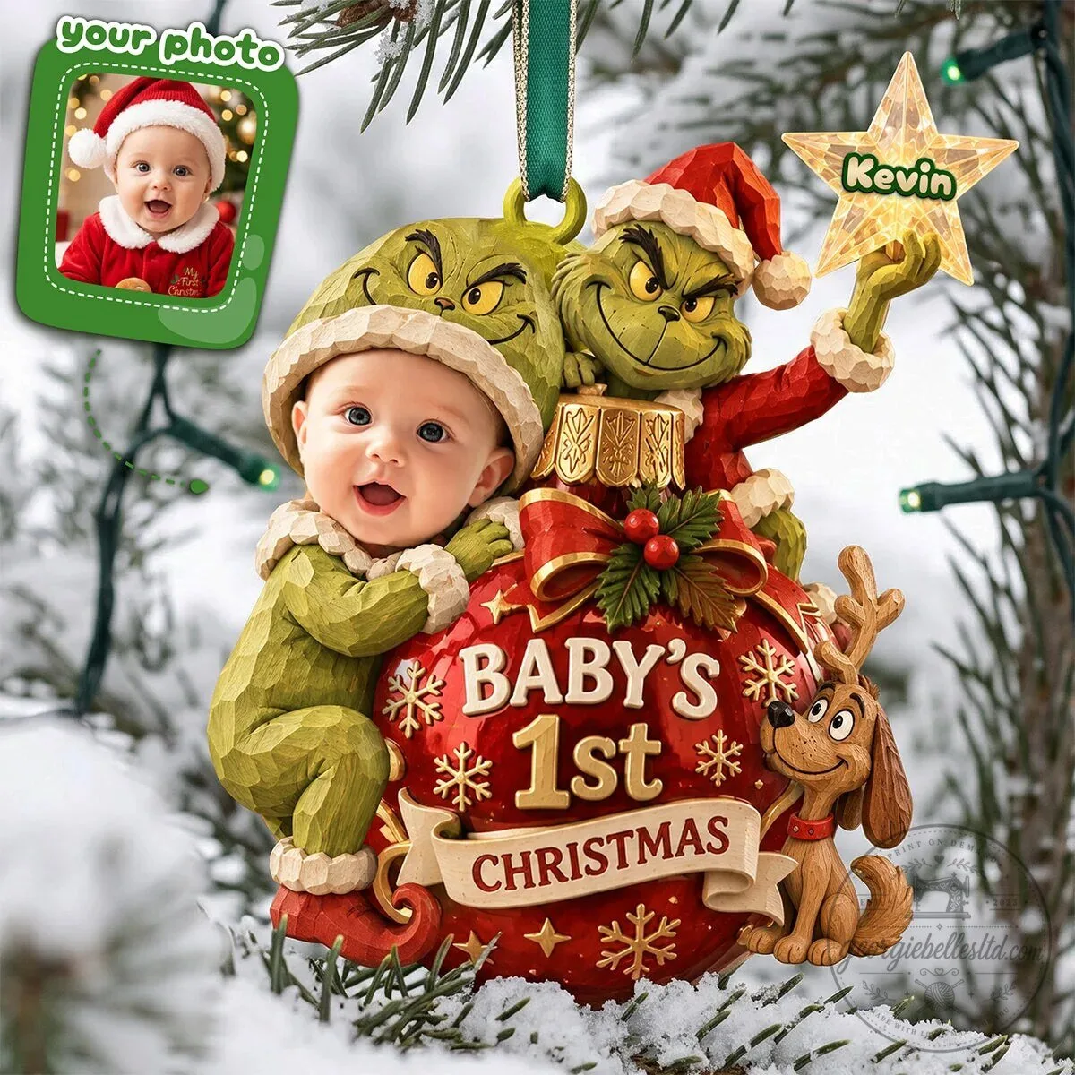 Personalized Baby's First Christmas Grinch and Max Ornament 6 Personalized Baby