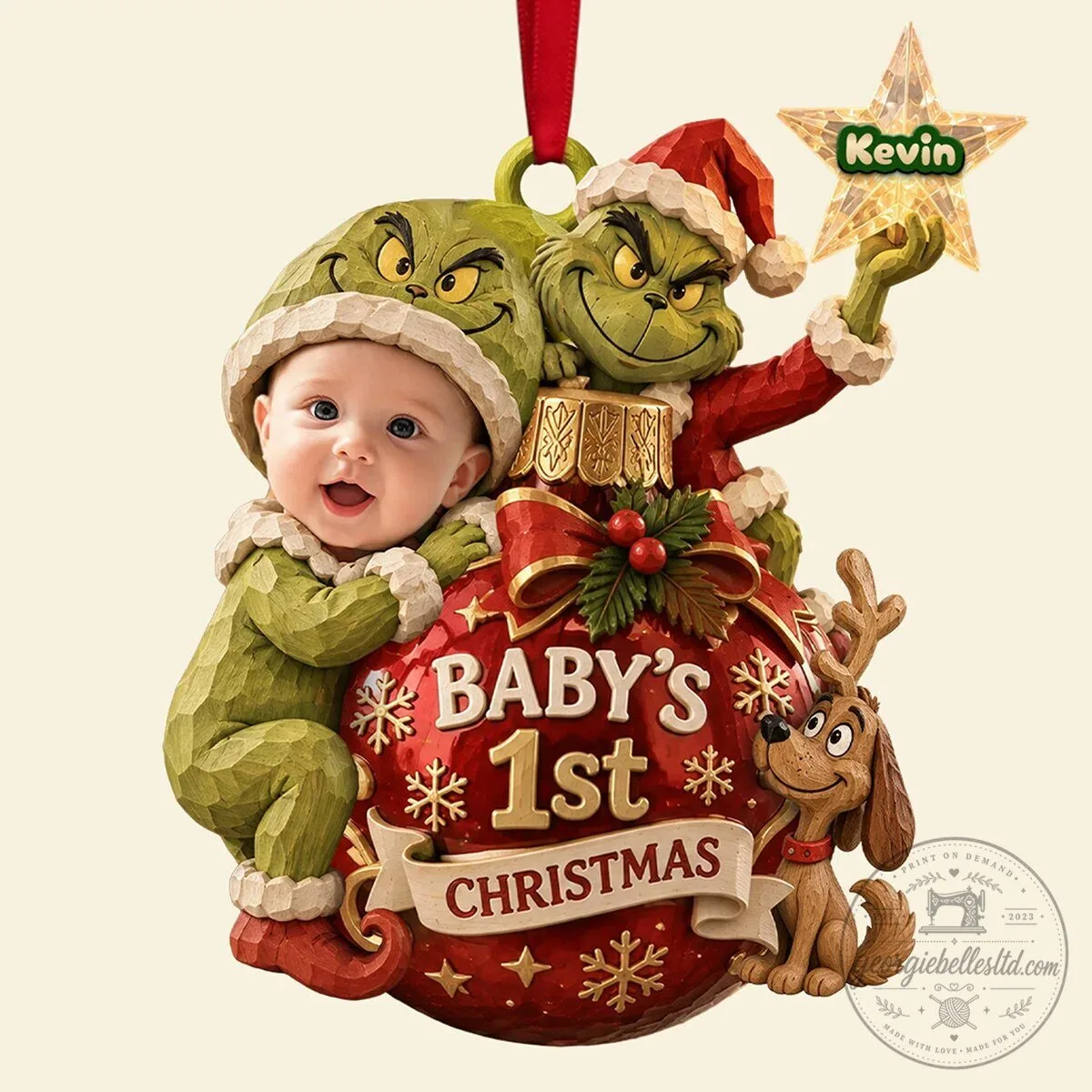 Personalized Baby's First Christmas Grinch and Max Ornament 7 Personalized Baby