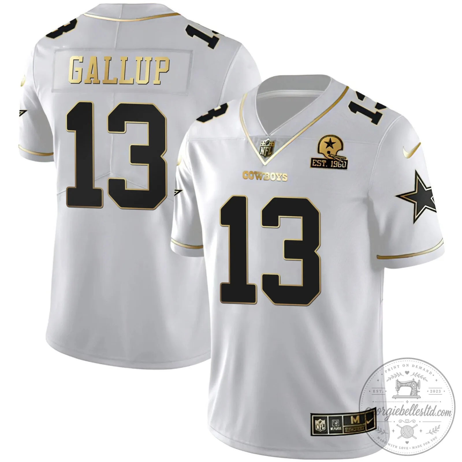 Limited Edition White Gold Vapor Jersey for Micah Parsons of the Dallas Cowboys 23 Limited Edition White Gold Vapor Jersey for Micah Parsons of the Dallas Cowboys
