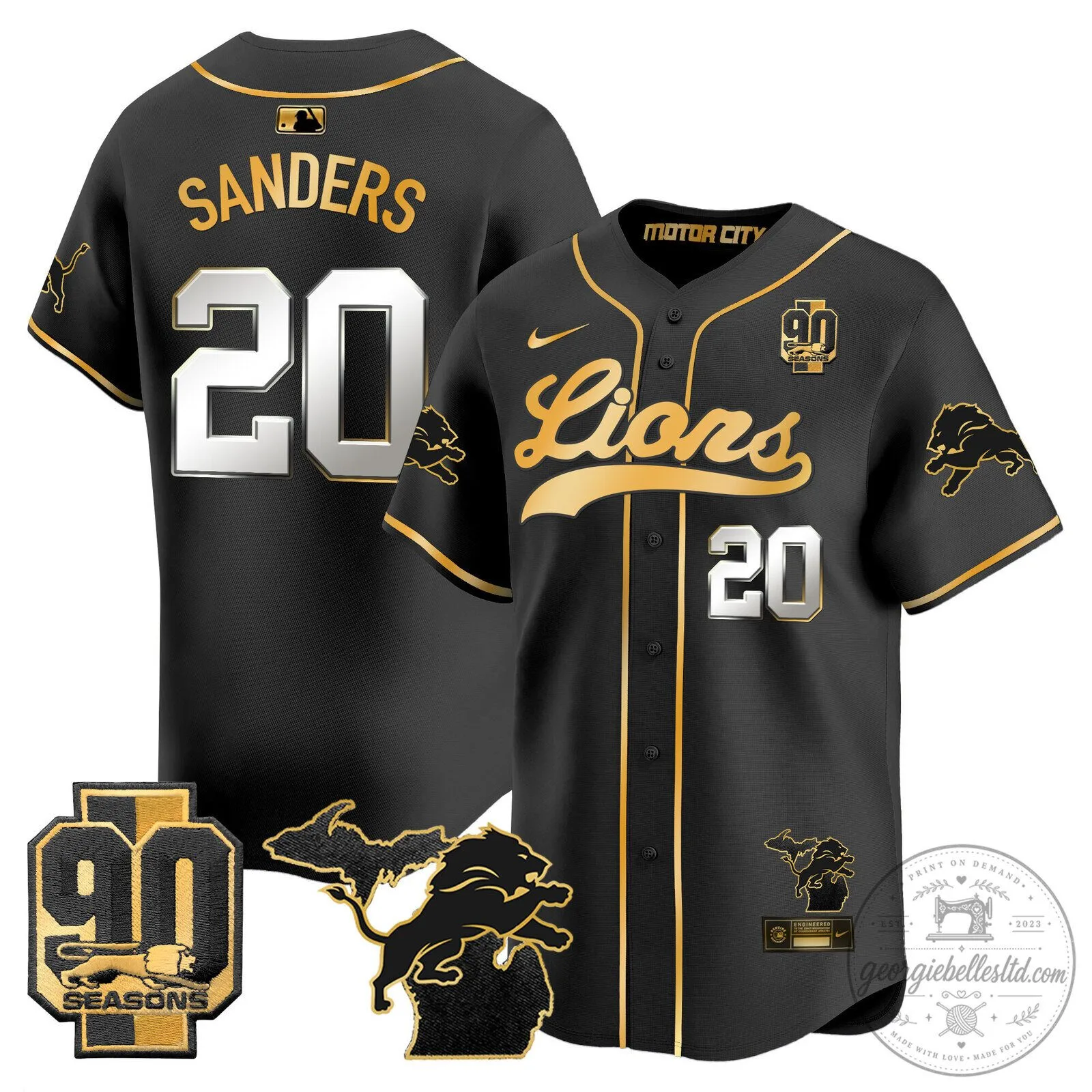 Detroit Lions Jared Goff 2024 Michigan 90th Season Patch Gold Baseball Jersey 59 Detroit Lions Jared Goff 2024 Michigan 90th Season Patch Gold Baseball Jersey