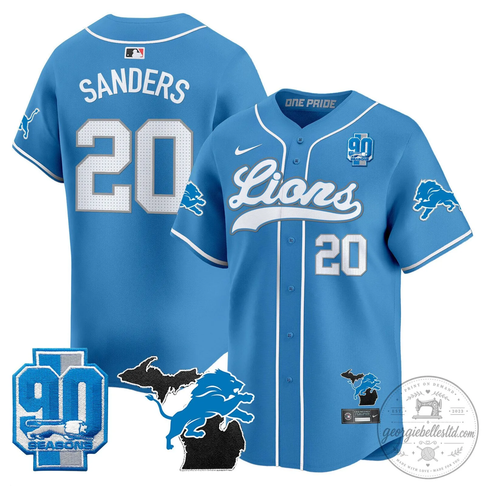 Detroit Lions Jared Goff 2024 Michigan 90th Season Patch Gold Baseball Jersey 75 Detroit Lions Jared Goff 2024 Michigan 90th Season Patch Gold Baseball Jersey