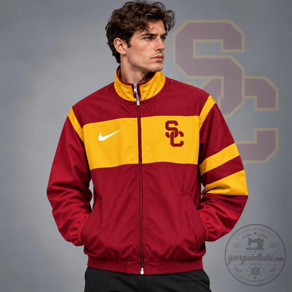 USC Trojans NCAA Classic Sideline Colorblock Full Zip Jacket USC Trojans NCAA Classic Sideline Colorblock Full Zip Jacket