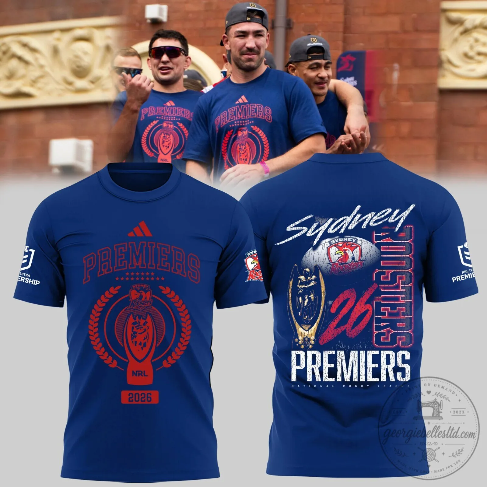 Sydney Roosters National Rugby League Premiers 2026 Celebration T-Shirt