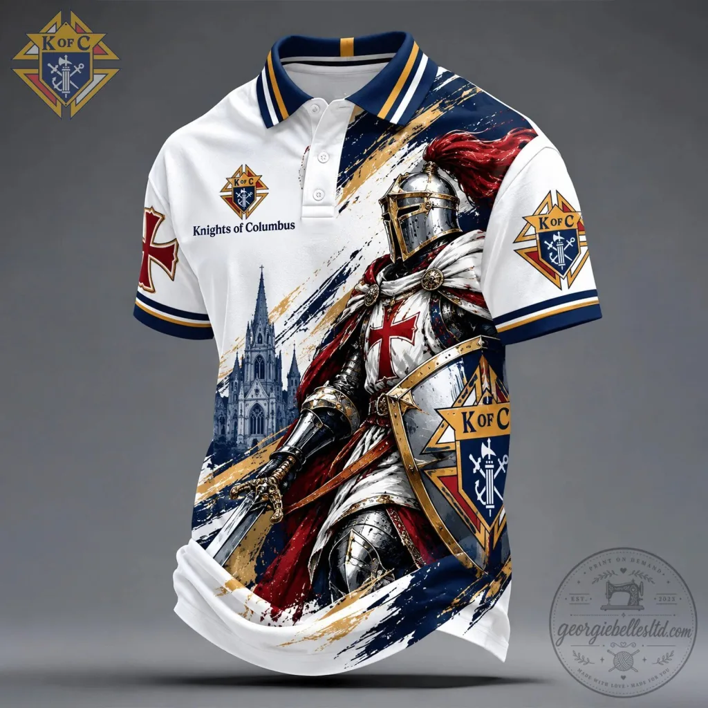 Knights of Columbus Crusader Knight Templar Catholic Polo Shirt Knights of Columbus Crusader Knight Templar Catholic Polo Shirt