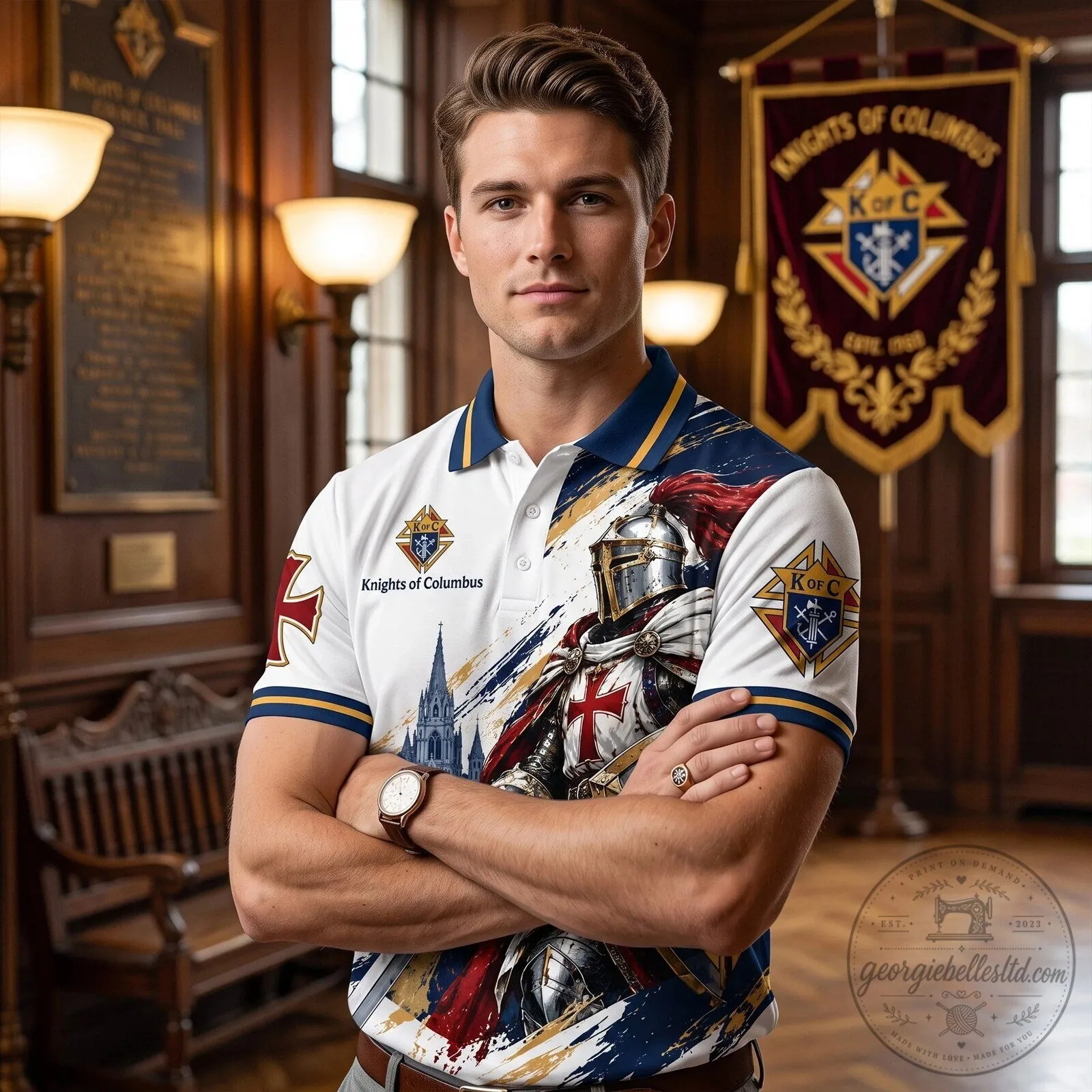 Knights of Columbus Crusader Knight Templar Catholic Polo Shirt 4 Knights of Columbus Crusader Knight Templar Catholic Polo Shirt